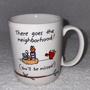 VTG 1987 ShoeBox Hallmark Greetings "There Goes The Neighborhood!" Bird Mug Fun